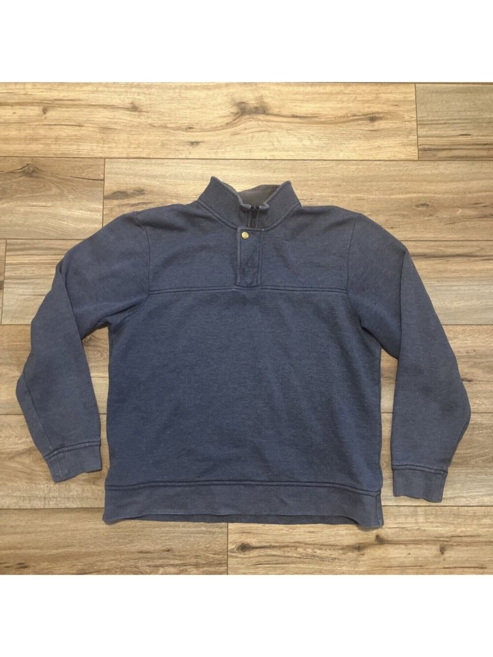 Men's Orvis 1/4 Zip Pullover Sweatshirt SZ LARGE Blue Casual Mock Neck